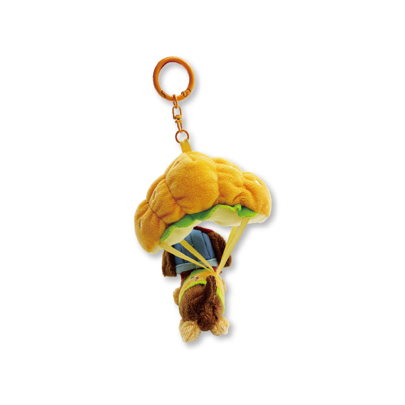 Parachute Dog Plush Keychain with Burger Canopy (KJ3466) — product view 3