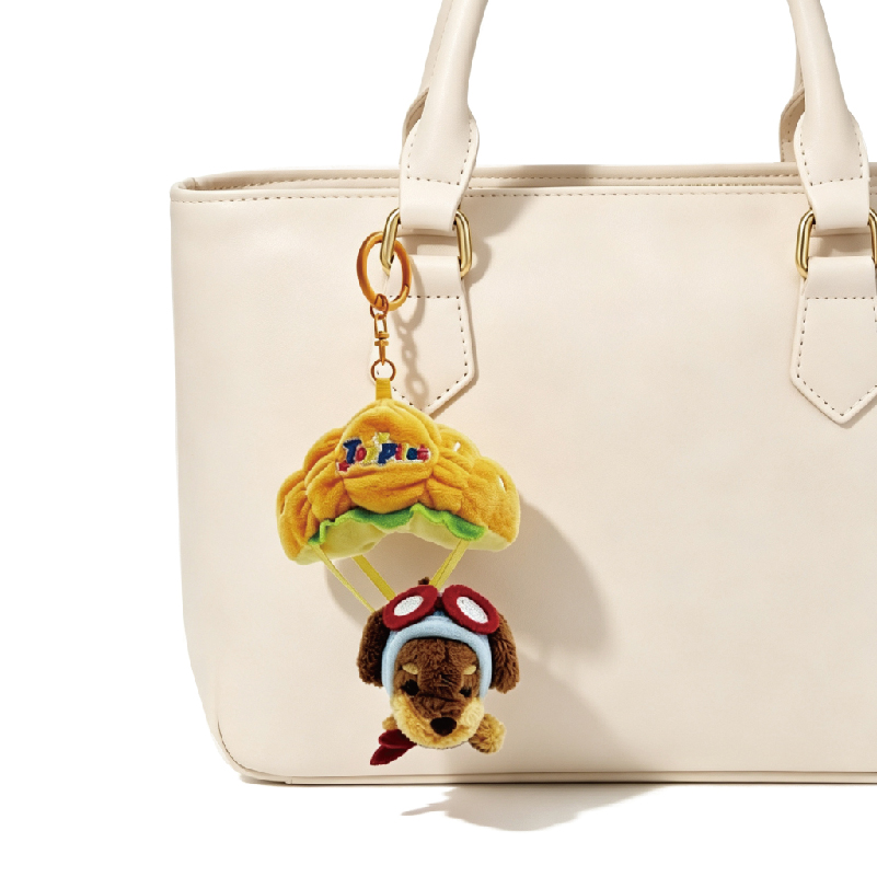 Parachute Dog Plush Keychain with Burger Canopy (KJ3466) — product view 4