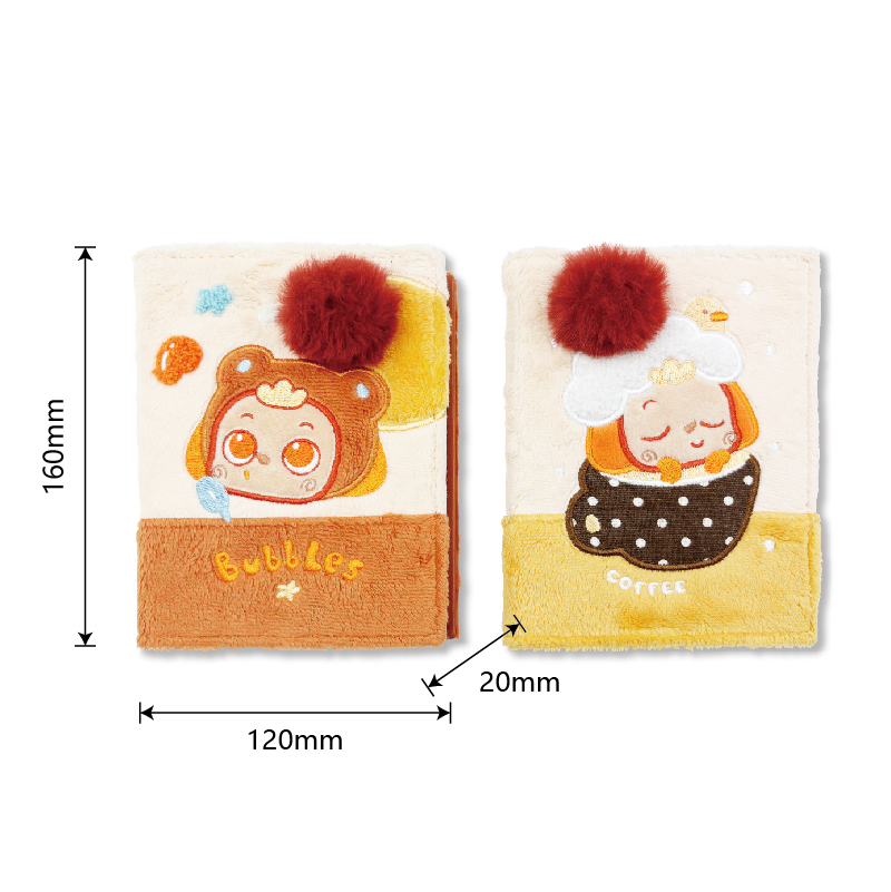 Cartoon Plush Notebook with Red Pom-Pom (KJ3470) — product view 1