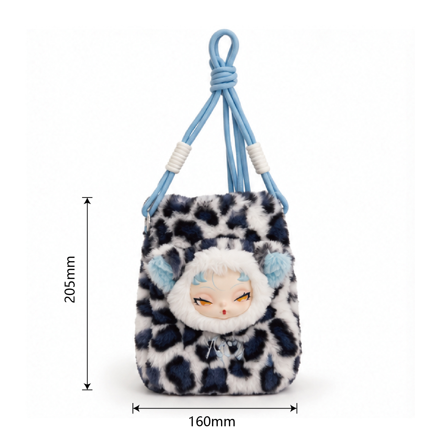 Blue Leopard Print Plush Crossbody Bag KJ3478