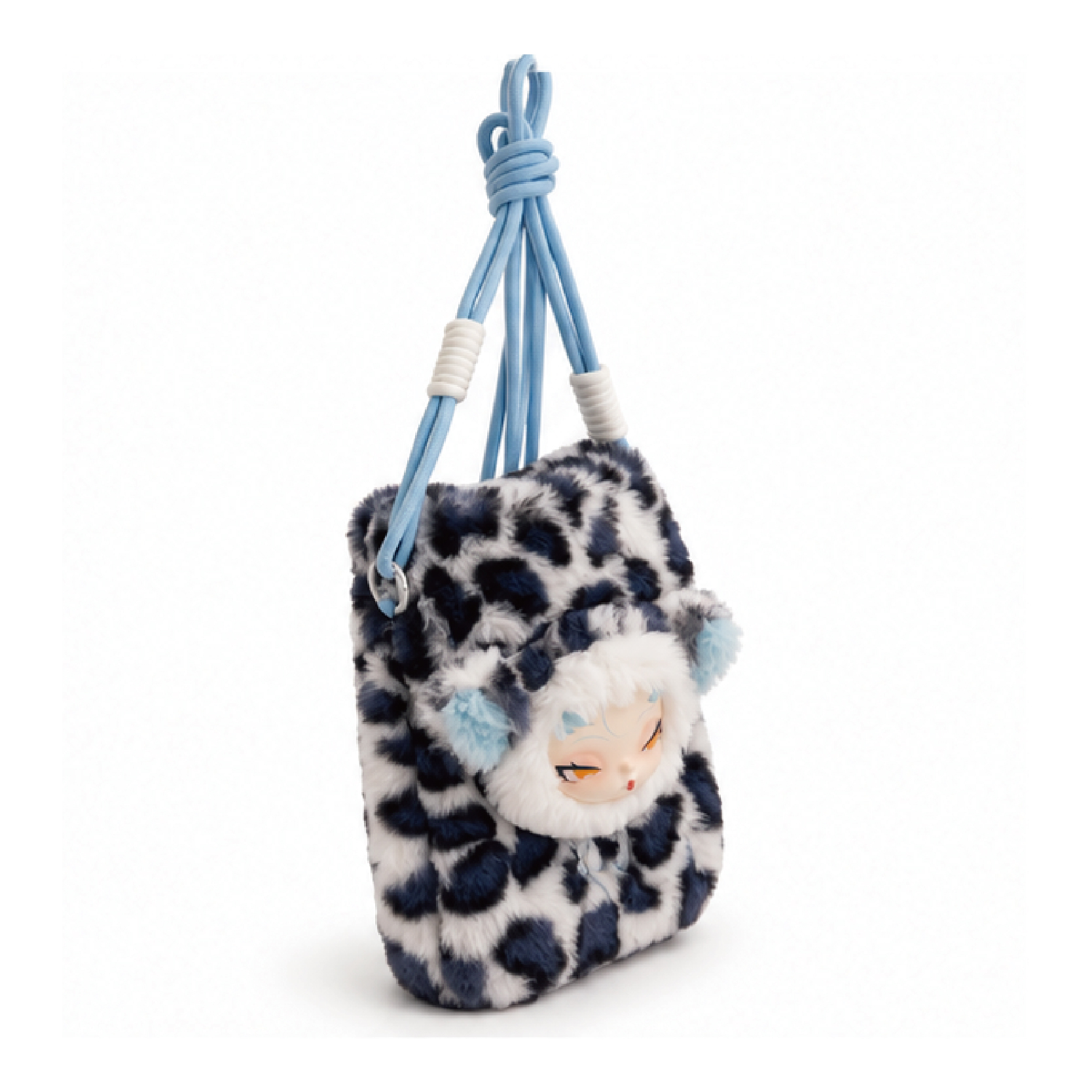 Blue Leopard Print Plush Crossbody Bag (KJ3478) - product view 2