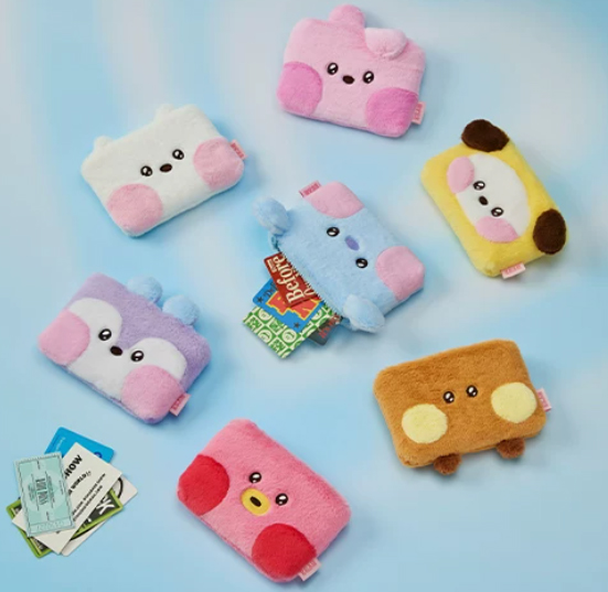 KJ3482 compact plush storage pouches in assorted character designs