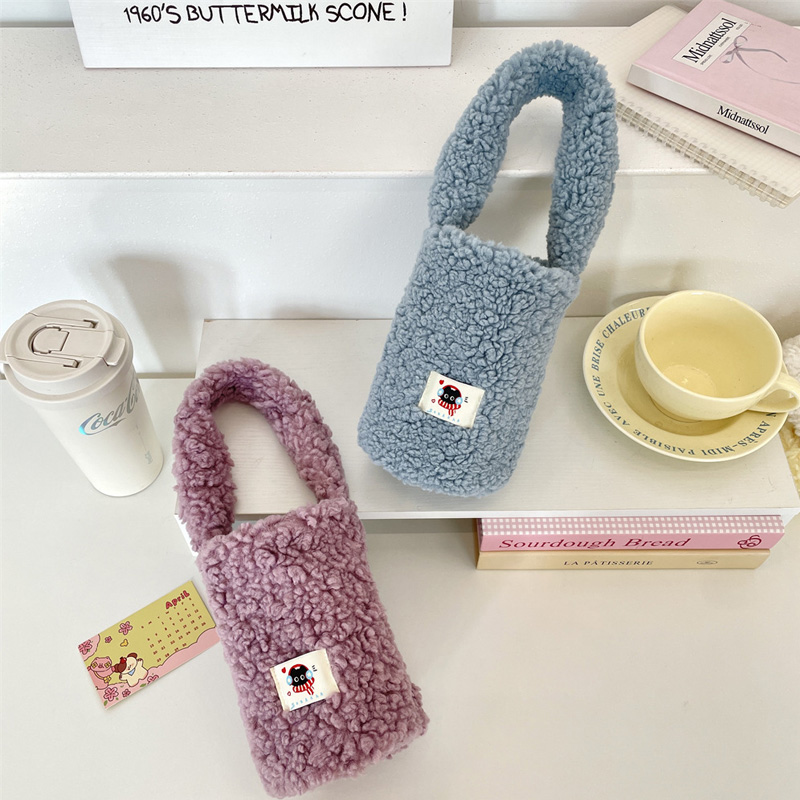 Plush Cup Sleeve Carrier Bag with Handle (KJ3502) - product view 2