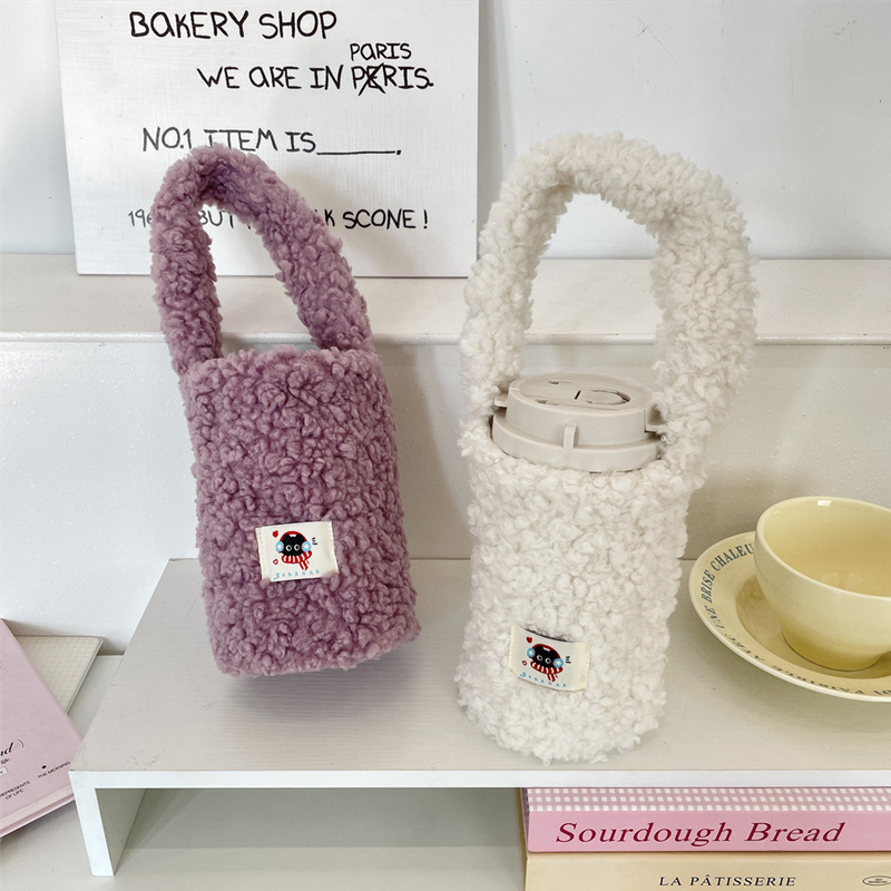 Plush Cup Sleeve Carrier Bag with Handle (KJ3502) - product view 4