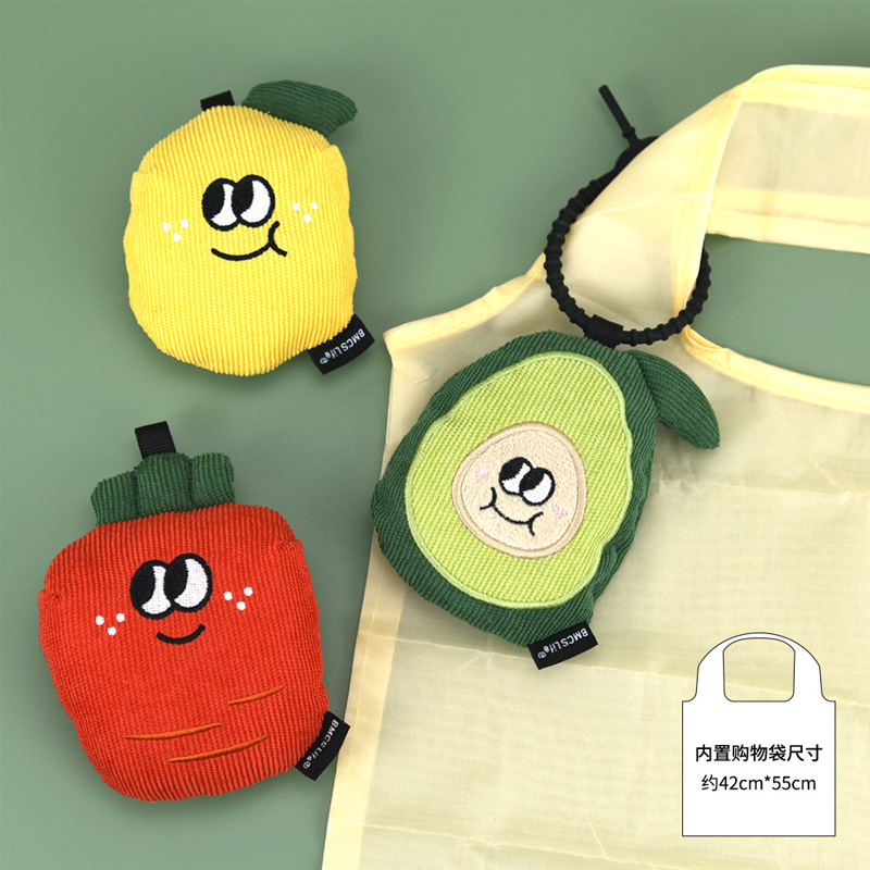 Fruit plush charm foldable shopping bag KJ3505